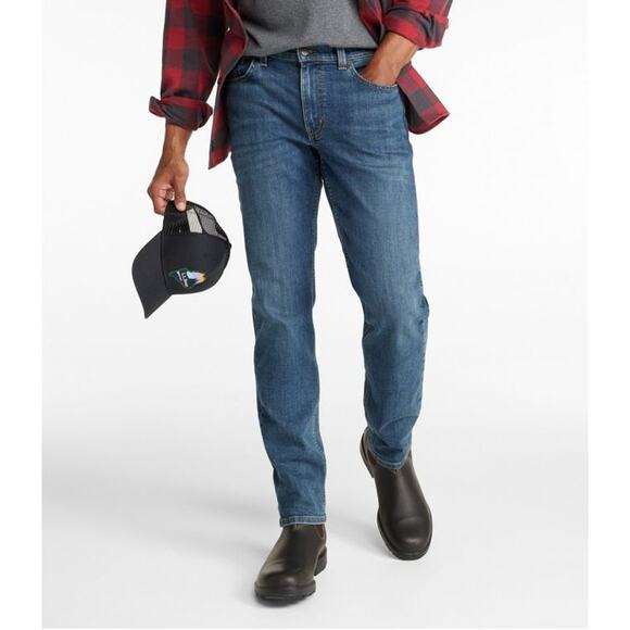 NWT L.L.Bean BeanFlex Slim Fit Straight Leg Denim Jean in Dark Vintage Size 36 - Picture 1 of 7